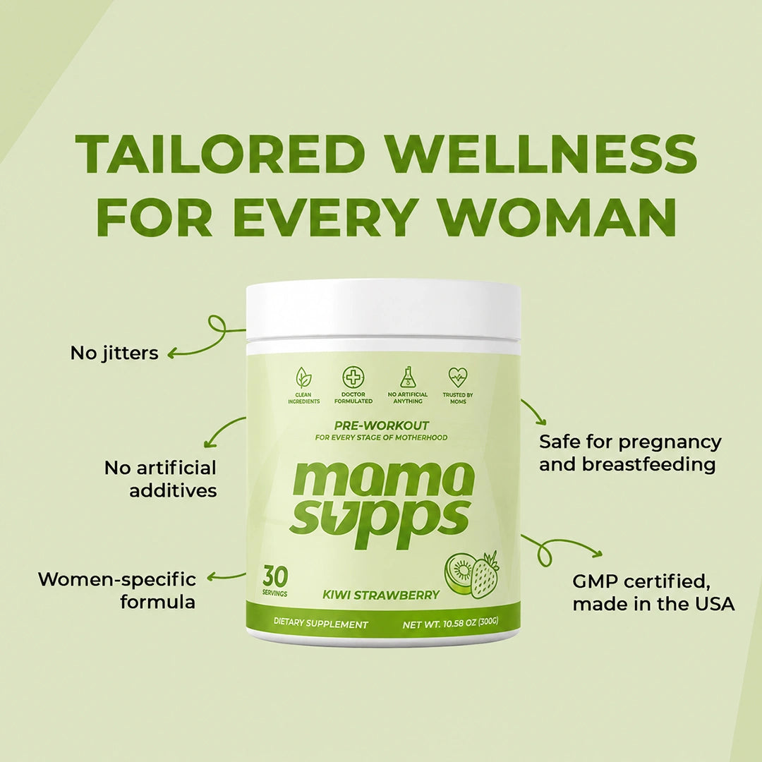 MamaSupps Kiwi Strawberry | Clean Pre-Workout for Moms