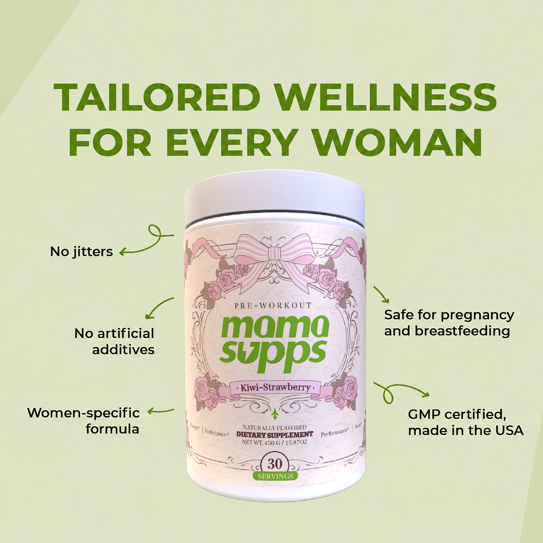 MamaSupps Kiwi Strawberry | Clean Pre-Workout for Moms