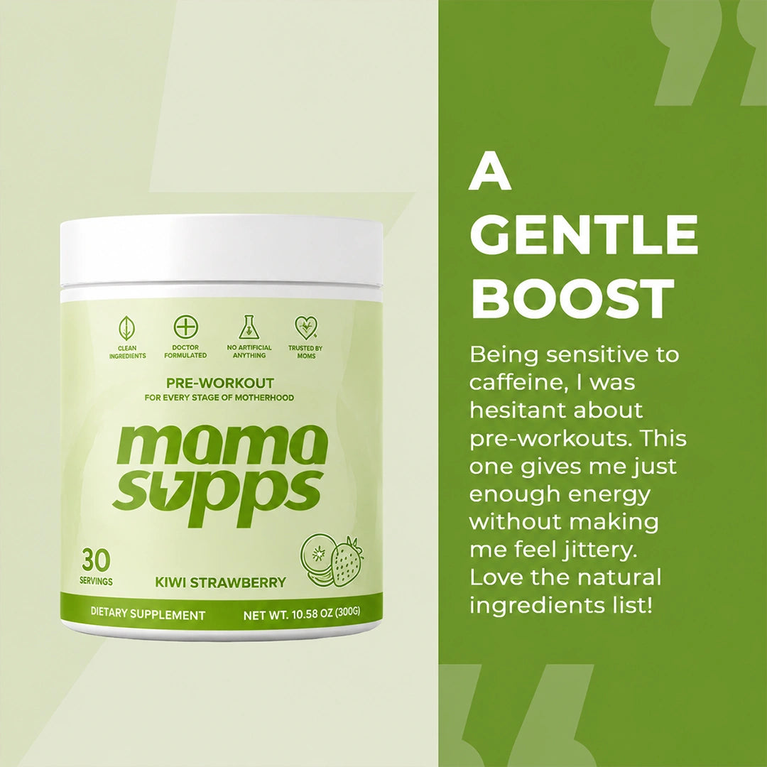 MamaSupps Kiwi Strawberry | Clean Pre-Workout for Moms