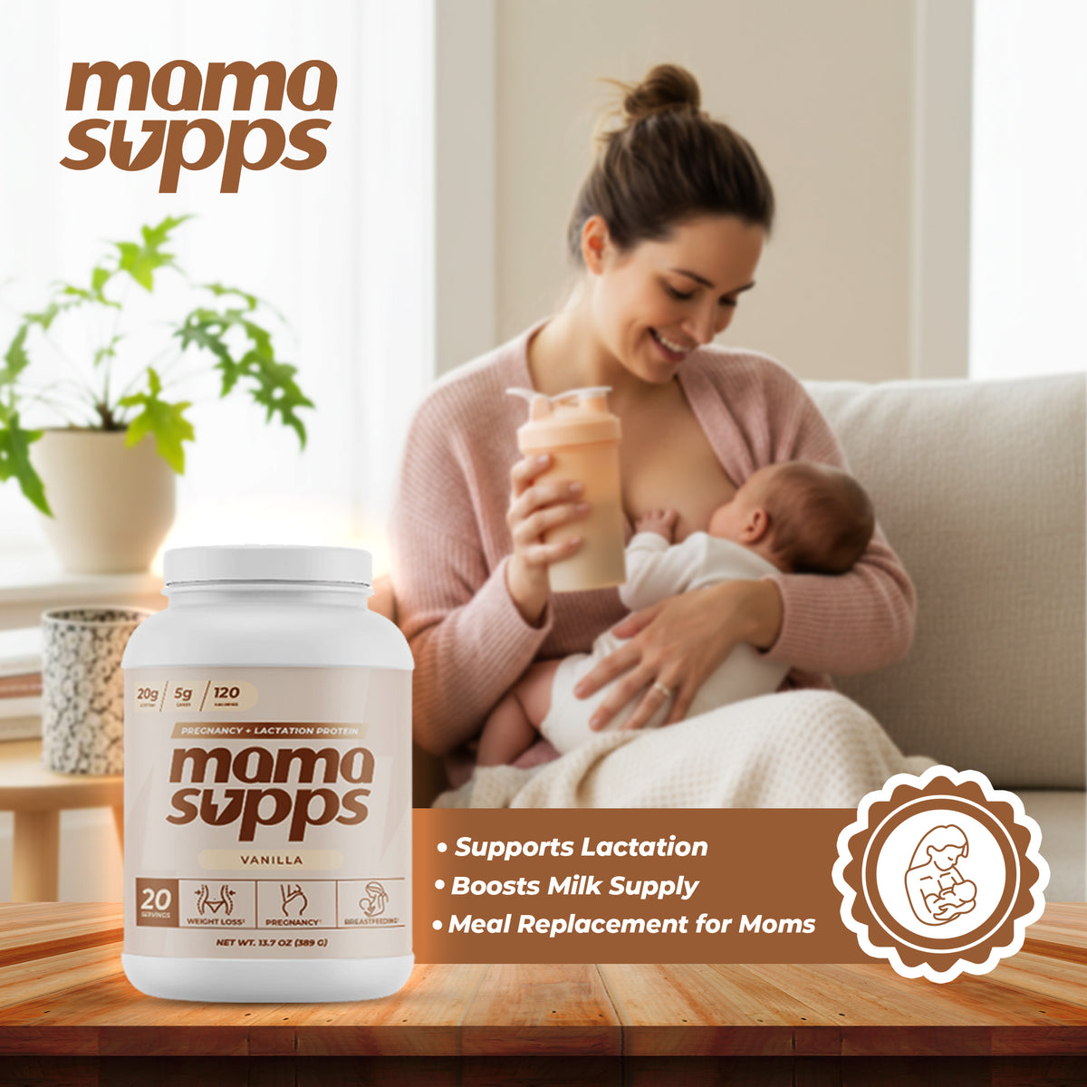 Mamasupps Breastfeeding Protein Powder for Milk Supply